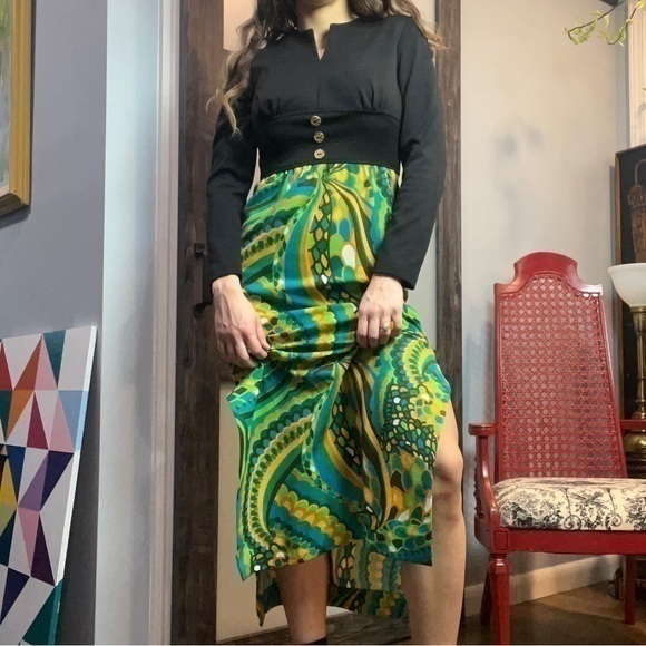 70’s Vintage maxi dress rare find Mod gown✨✨✨✌️UNIQUE - Picture 1 of 11